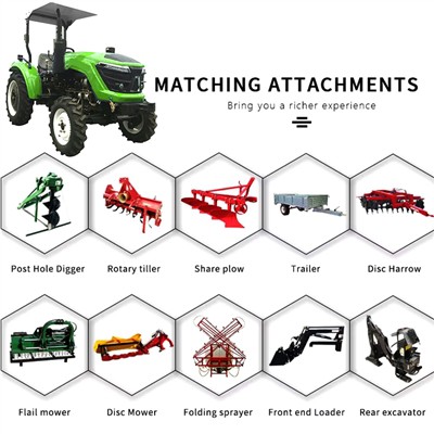 Tractor Mini 4x4 Ar gyfer Ffermio Amaethyddiaeth Tractor Hydrolig 50HP 60HP 7...